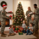 veterans around a christmas tree
