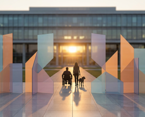 a disabled veteran in civilian clothes looking thoughtfully into the distance, perhaps contemplating hidden employment barriers.