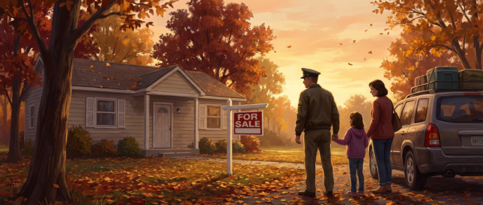 family of veterans viewing a house for sale, highlighting veteran home buying challenges.